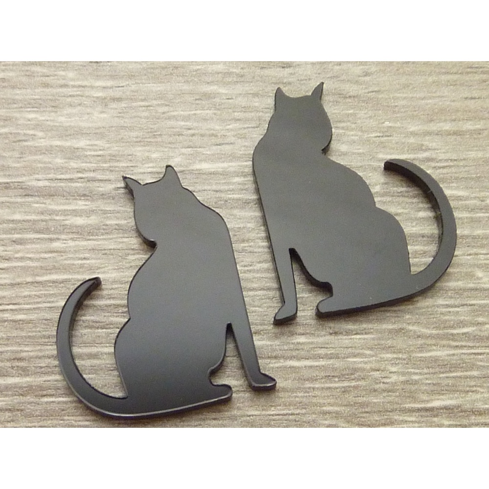 Black Cat Clip On Earrings Acrylic Silhouette Spooky Halloween Jewelry